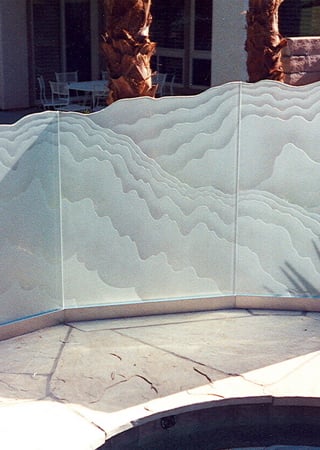 Partition with a Frosted Glass Rugged Waves Abstract Design for Private by Sans Soucie Art Glass