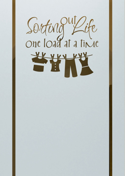 Handcrafted Etched Glass Laundry Insert by Sans Soucie Art Glass with Custom Sayings Design Called Sorting Out Life Clothesline Creating Semi-Private