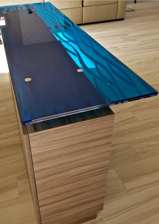 Glass Counter with sandblast Frosted Glass Design Art Glass Featuring Sandblast Etched Glass by Sans Soucie