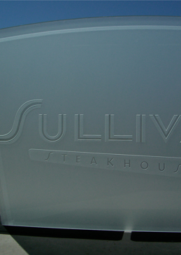 Divider with Frosted Glass Logos Sullivans Steakhouse (similar look) Design by Sans Soucie