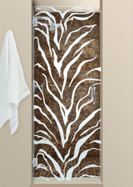 Shower Door with Frosted Glass Wildlife Tiger Stripes Design by Sans Soucie