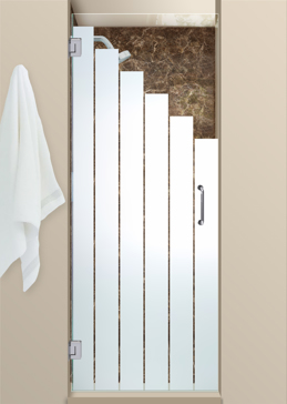 Shower Door with Frosted Glass Geometric Towers Design by Sans Soucie