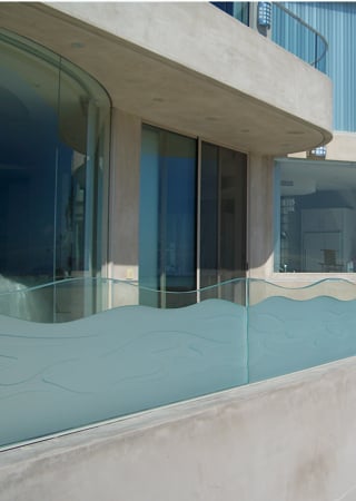 Partition with sandblast Frosted Glass Design Art Glass Featuring Sandblast Etched Glass by Sans Soucie