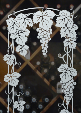 Custom-Designed Decorative Wine Insert with Sandblast Etched Glass by Sans Soucie Art Glass Handcrafted by Glass Artists