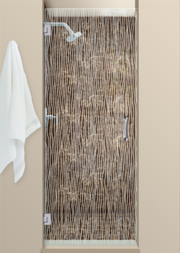 Shower Door with Frosted Glass Patterns Water Trails Design by Sans Soucie
