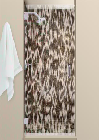 Shower Door with Frosted Glass Patterns Water Trails Design by Sans Soucie