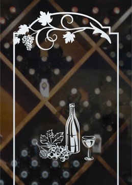 Handcrafted Etched Glass Wine Insert by Sans Soucie Art Glass with Custom Grapes & Ivy Design Called Wine Tasting Creating Not Private