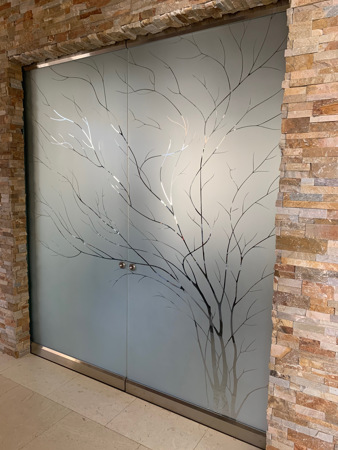 Interior Glass Door with sandblast Frosted Glass Design Art Glass Featuring Sandblast Etched Glass by Sans Soucie