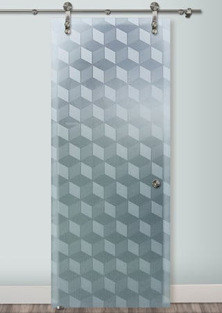 Glass Barn Door with sandblast Frosted Glass Design Art Glass Featuring Sandblast Etched Glass by Sans Soucie