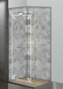 Handmade Sandblasted Frosted Glass Shower Panel for Not Private Featuring a Traditional Design Rochelle by Sans Soucie