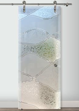Sliding Glass Barn Door with Frosted Glass Abstract Abstract Hills Design by Sans Soucie