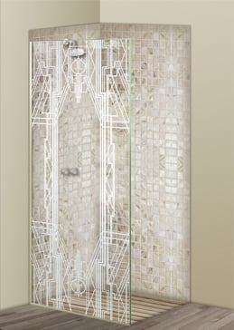Shower Panel with a Frosted Glass Art Deco Art Deco Design for Not Private by Sans Soucie Art Glass