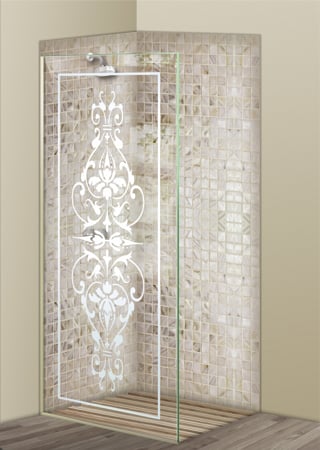 Shower Partition with sandblast Frosted Glass Design Art Glass Featuring Sandblast Etched Glass by Sans Soucie