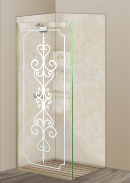 Shower Panel with Frosted Glass Wrought Iron Carmona Design by Sans Soucie