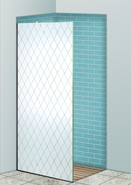 Shower Panel with a Frosted Glass Diamond Grid Patterns Design for Semi-Private by Sans Soucie Art Glass