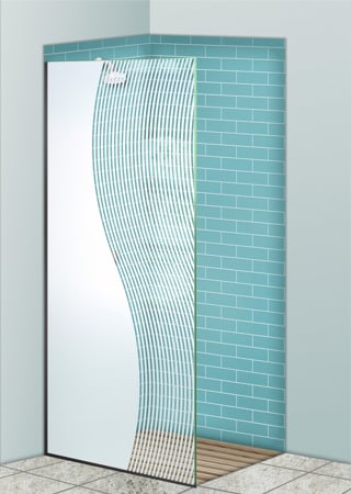 Shower Partition with sandblast Frosted Glass Design Art Glass Featuring Sandblast Etched Glass by Sans Soucie