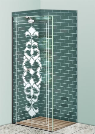 Shower Partition with Frosted Glass Traditional Faux Bevels Design by Sans Soucie