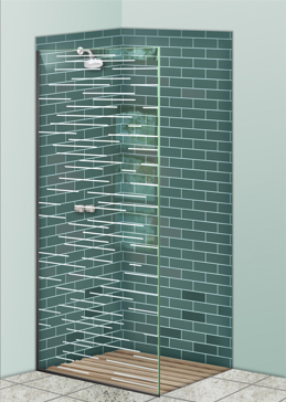 Shower Panel with Frosted Glass Geometric Finer Lines Design by Sans Soucie