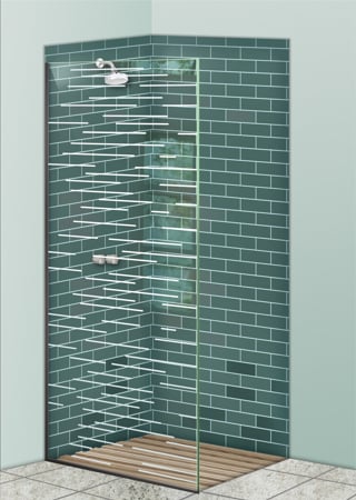 Shower Partition with Frosted Glass Geometric Finer Lines Design by Sans Soucie