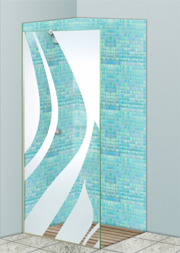 Handmade Sandblasted Frosted Glass Shower Panel for Not Private Featuring a Abstract Design Flow by Sans Soucie