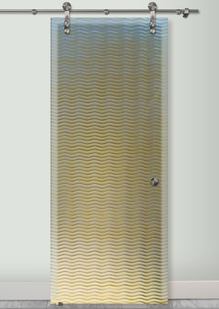 Glass Barn Door with a sandblast Frosted Glass Patterns Design Custom-Designed Decorative Etched Glass