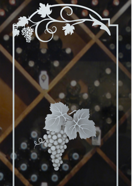 Handmade Sandblasted Frosted Glass Wine Insert for Semi-Private Featuring a Grapes & Ivy Design Grape Cluster Grape Ivy by Sans Soucie