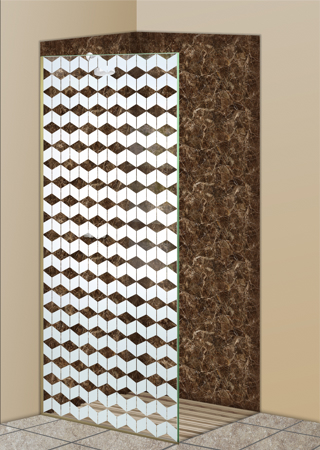 Shower Partition with sandblast Frosted Glass Design Art Glass Featuring Sandblast Etched Glass by Sans Soucie