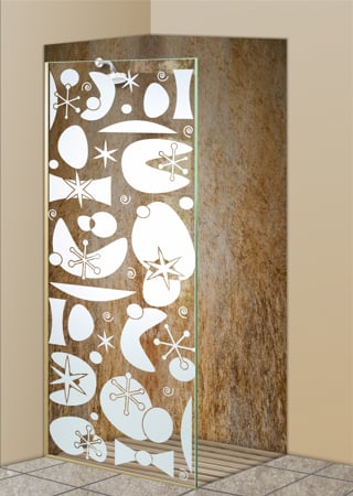 Shower Partition with Frosted Glass Geometric Jetsons Design by Sans Soucie