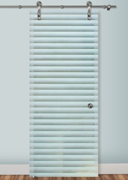 Sliding Glass Barn Door with a Frosted Glass Louvres Geometric Design for Private by Sans Soucie Art Glass