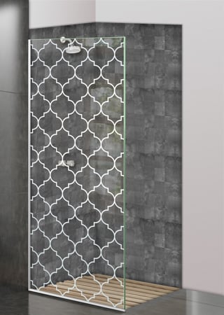 Shower Partition with a sandblast Frosted Glass Patterns Design Custom-Designed Decorative Etched Glass