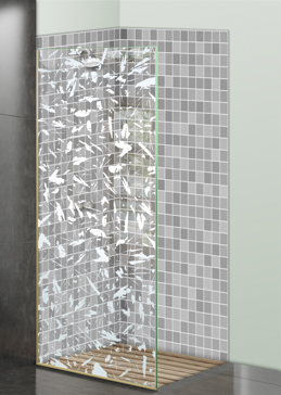 Shower Panel with a Frosted Glass Spatter Patterns Design for Not Private by Sans Soucie Art Glass