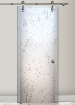 Sliding Glass Barn Door with Frosted Glass Patterns Spatter Large Design by Sans Soucie