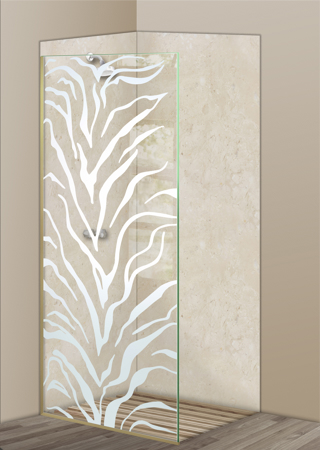 Shower Partition with Frosted Glass Wildlife Tiger Stripes Design by Sans Soucie