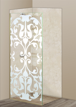 Shower Panel with a Frosted Glass Toulouse Traditional Design for Not Private by Sans Soucie Art Glass