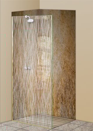 Shower Partition with Frosted Glass Patterns Water Trails Design by Sans Soucie