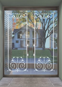 Handmade Sandblasted Frosted Glass Exterior Glass Door for Not Private Featuring a Traditional Design Elegant by Sans Soucie