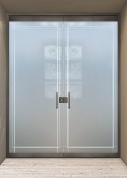 Handmade Sandblasted Frosted Glass Exterior Glass Door for Private Featuring a Borders Design Ultra Border by Sans Soucie