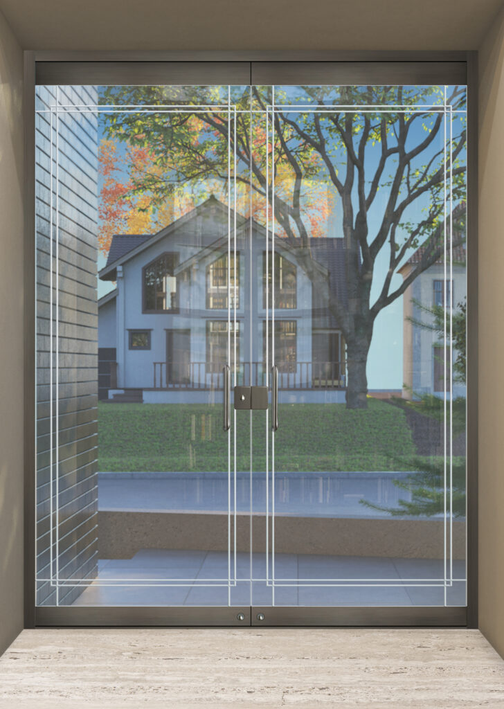 Frameless glass office doors by Sans Soucie Art Glass.