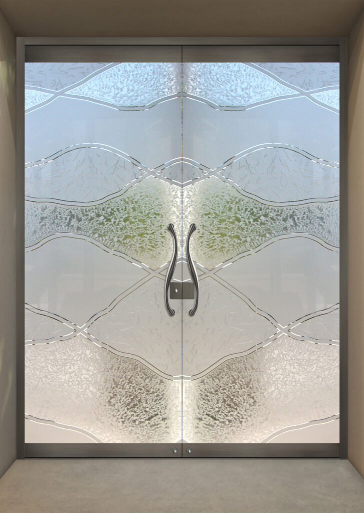 Commercial exterior doors glass abstract design