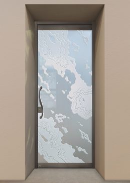 Art Glass Exterior Glass Door Featuring Sandblast Frosted Glass by Sans Soucie for Private with Abstract Amoeba Design