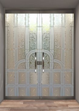 Art Glass Exterior Glass Door Featuring Sandblast Frosted Glass by Sans Soucie for Semi-Private with Traditional Berringer Design