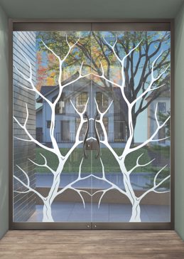 Exterior Glass Door with a Frosted Glass Branch Out Trees Design for Not Private by Sans Soucie Art Glass