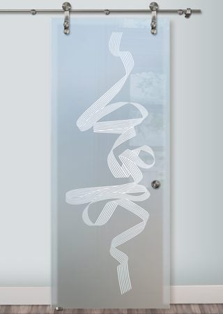 Glass Barn Door with sandblast Frosted Glass Design Art Glass Featuring Sandblast Etched Glass by Sans Soucie