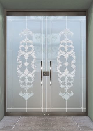 All Glass Front Door with Frosted Glass Traditional Faux Bevels Design by Sans Soucie