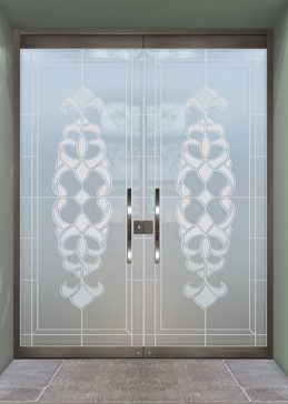 Exterior Glass Door with Frosted Glass Traditional Faux Bevels Design by Sans Soucie