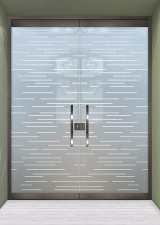 All Glass Front Door with Frosted Glass Geometric Finer Lines Design by Sans Soucie
