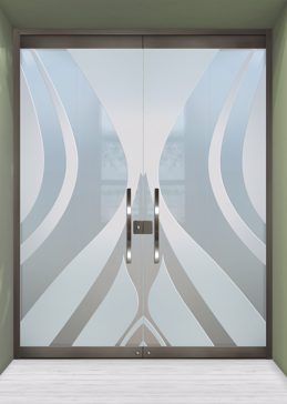 Handmade Sandblasted Frosted Glass Exterior Glass Door for Private Featuring a Abstract Design Flow by Sans Soucie