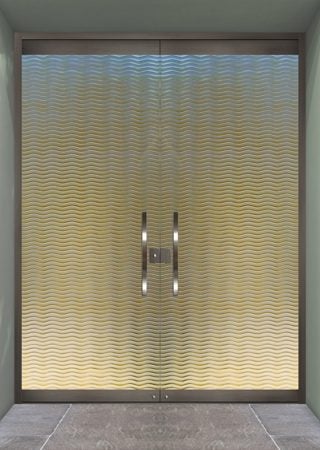 All Glass Front Door with a sandblast Frosted Glass Patterns Design Custom-Designed Decorative Etched Glass