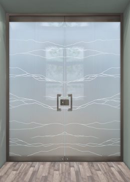 Exterior Glass Door with a Frosted Glass Granite Abstract Design for Private by Sans Soucie Art Glass