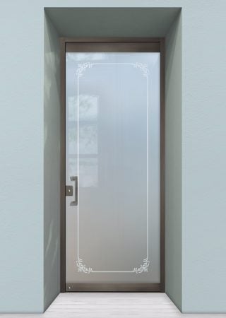 All Glass Front Door with a Frosted Glass Lenora Border Borders Design for Semi-Private by Sans Soucie Art Glass